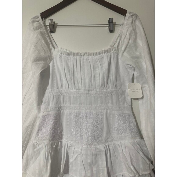 NWT Altar’d State Naomi Embroidered Mini Dress White Women’s Size Medium - Picture 7 of 8